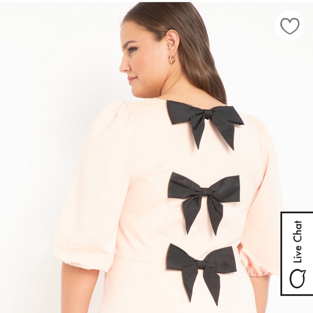 Eloquii Pink midi dress with black bows